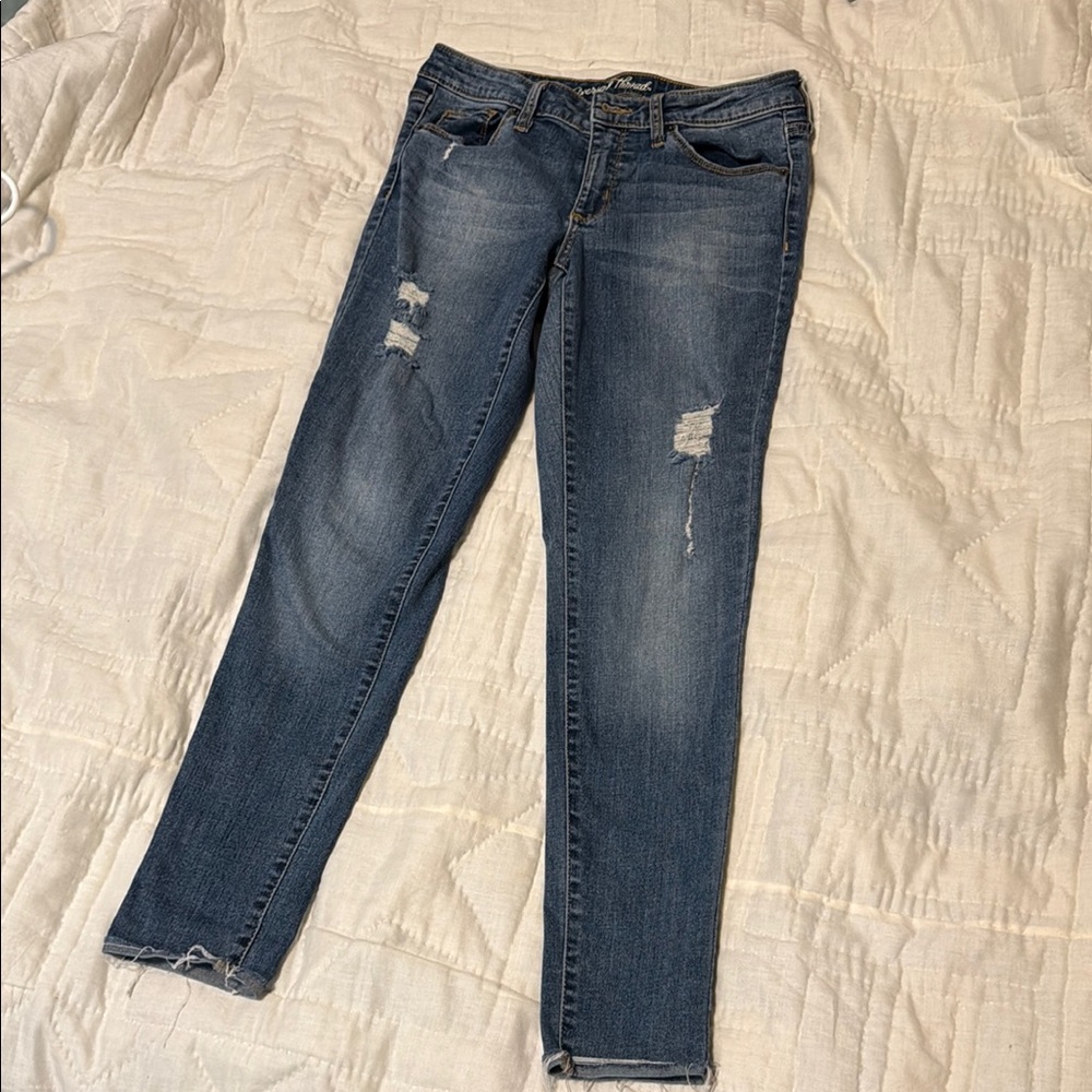 Classic Blue Distressed Women Jeans